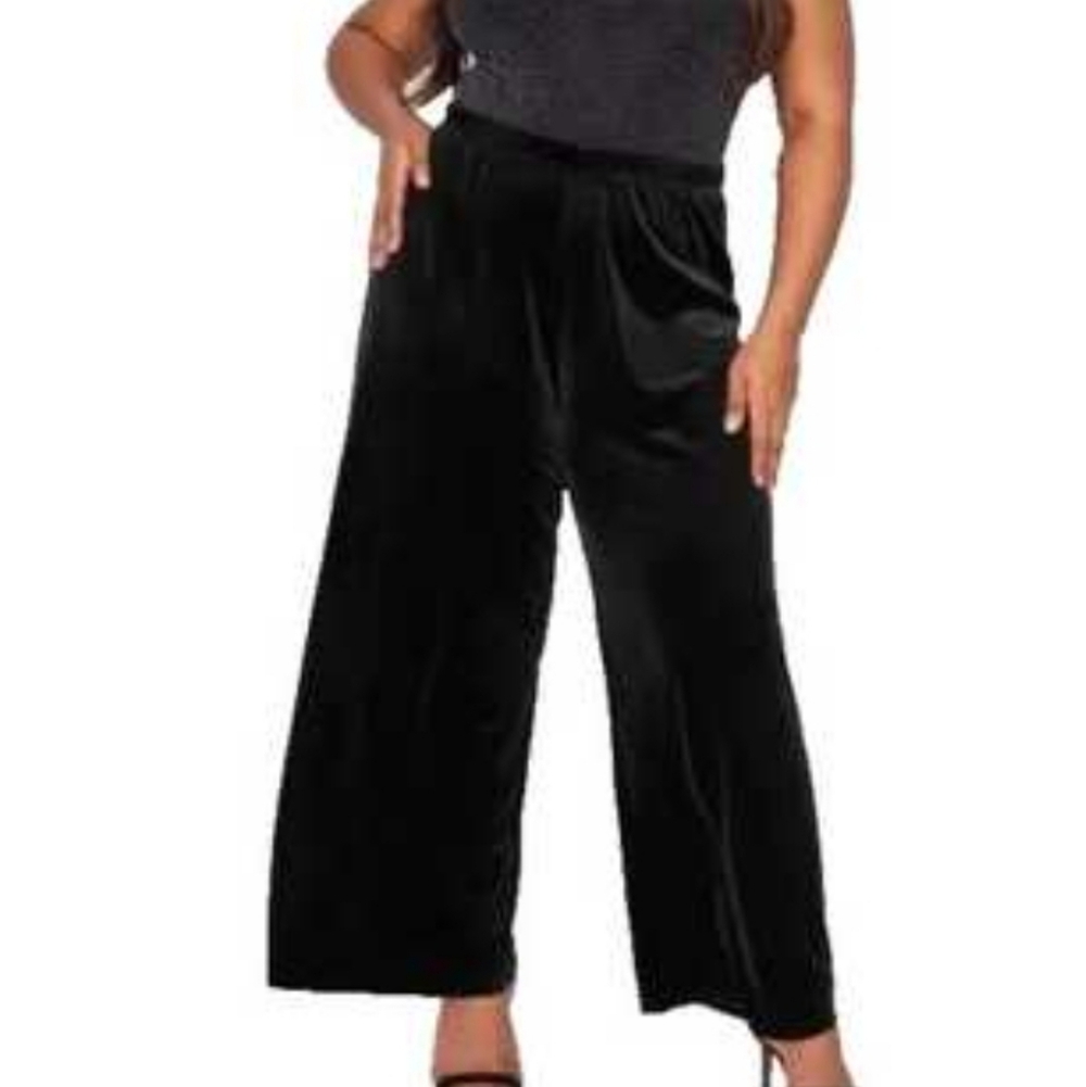 Chico's Black Velvet Elastic Waist Pants Size 2 - Medium